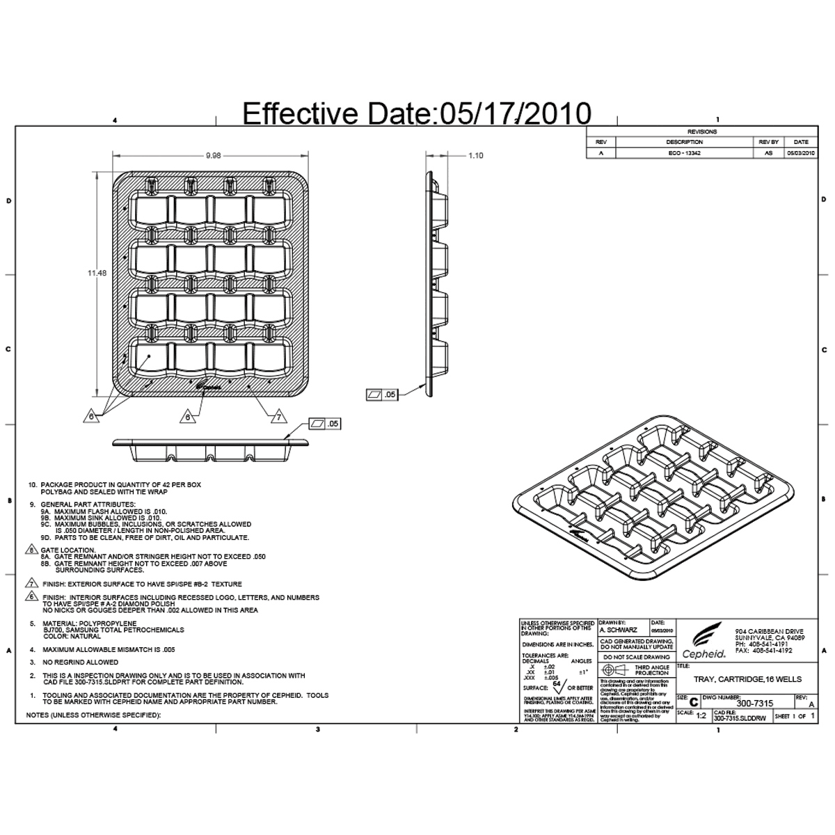 Cepheid GeneXpert 16 Cartridge Tray