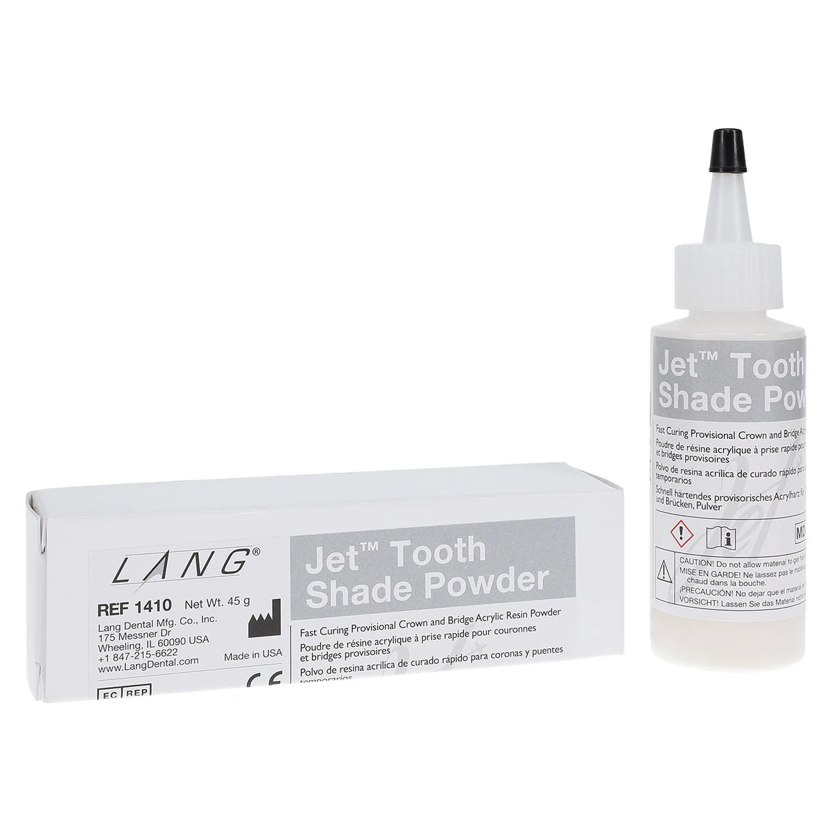 Jet Tooth Shade Acrylic Powder, Shade B2, Self-Cure, 2 oz Refill Bottle