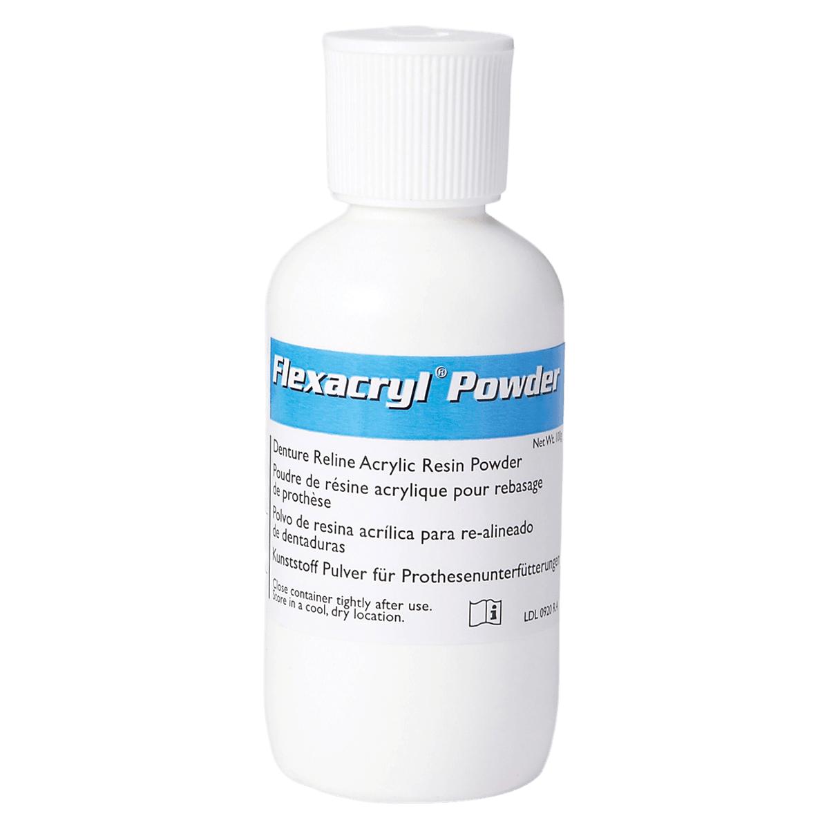 Lang Dental Flexacryl Hard Reline Acrylic Resin Powder, Clear, 100g Bottle