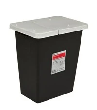 Cardinal Health RCRA Hazardous Waste Container, 8 Gallon, Black/White, Hinged Lid with Gasket, 11 x 15.5 x 17.75 Inches, Each