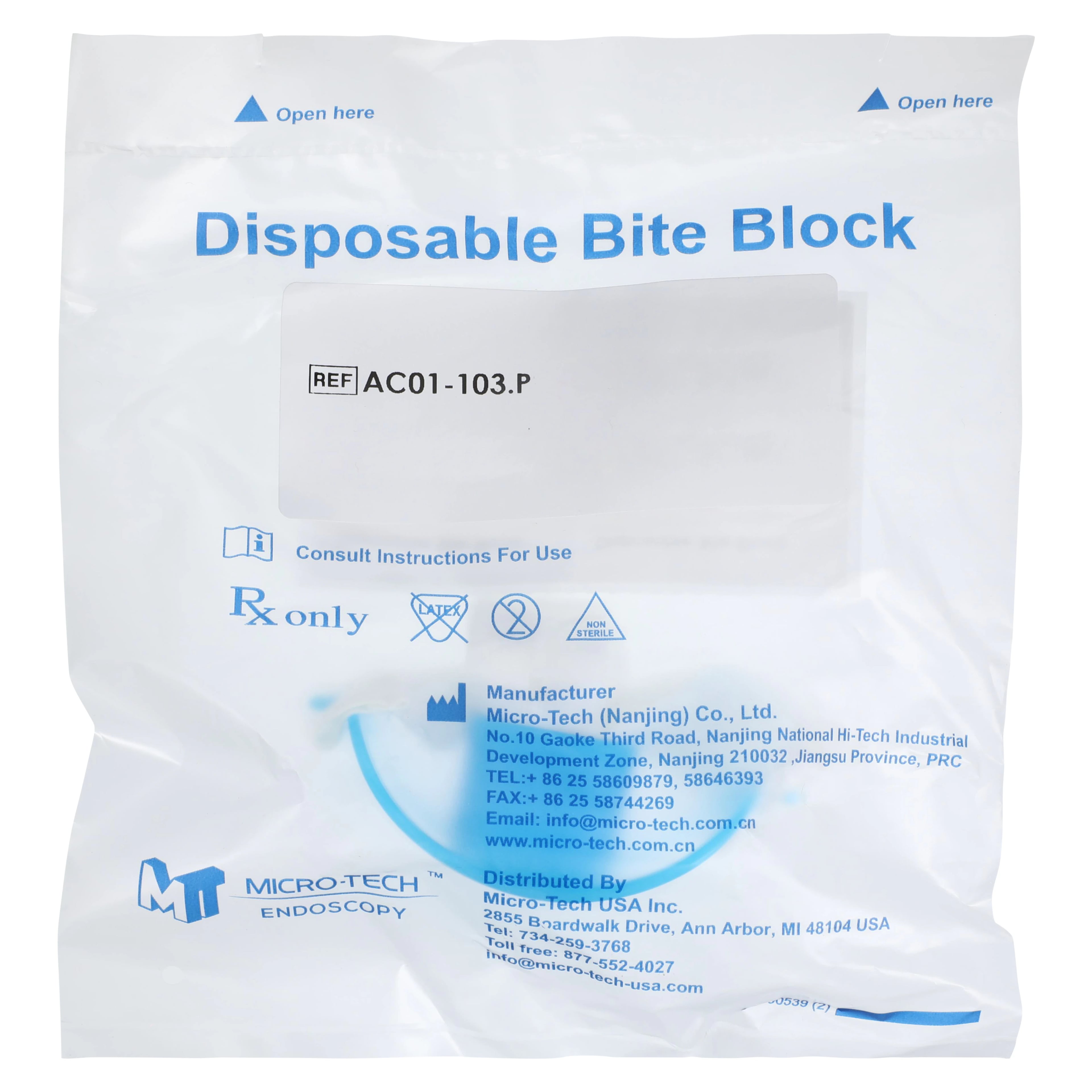 Micro-Tech Endoscopy Bite Block with Strap, 100/Box