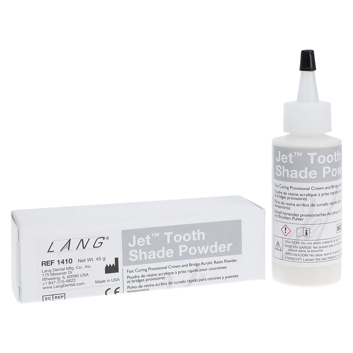 Jet Tooth Shade Acrylic Powder, Shade A2, Self-Cure, 2 oz Refill