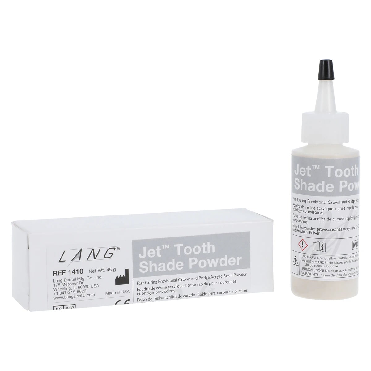 Jet Tooth Shade Acrylic Powder, Shade A4, Self-Cure, 2 oz Refill Bottle