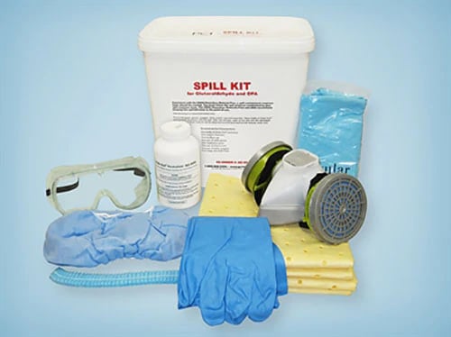 Civco Medical Instruments Glutaraldehyde/OPA Spill Kit, <5 gal, Non-Sterile, with Respirator, Gloves, Gown, Cap, Shoe Covers, Safety Goggles, Mats, Bucket, Box
