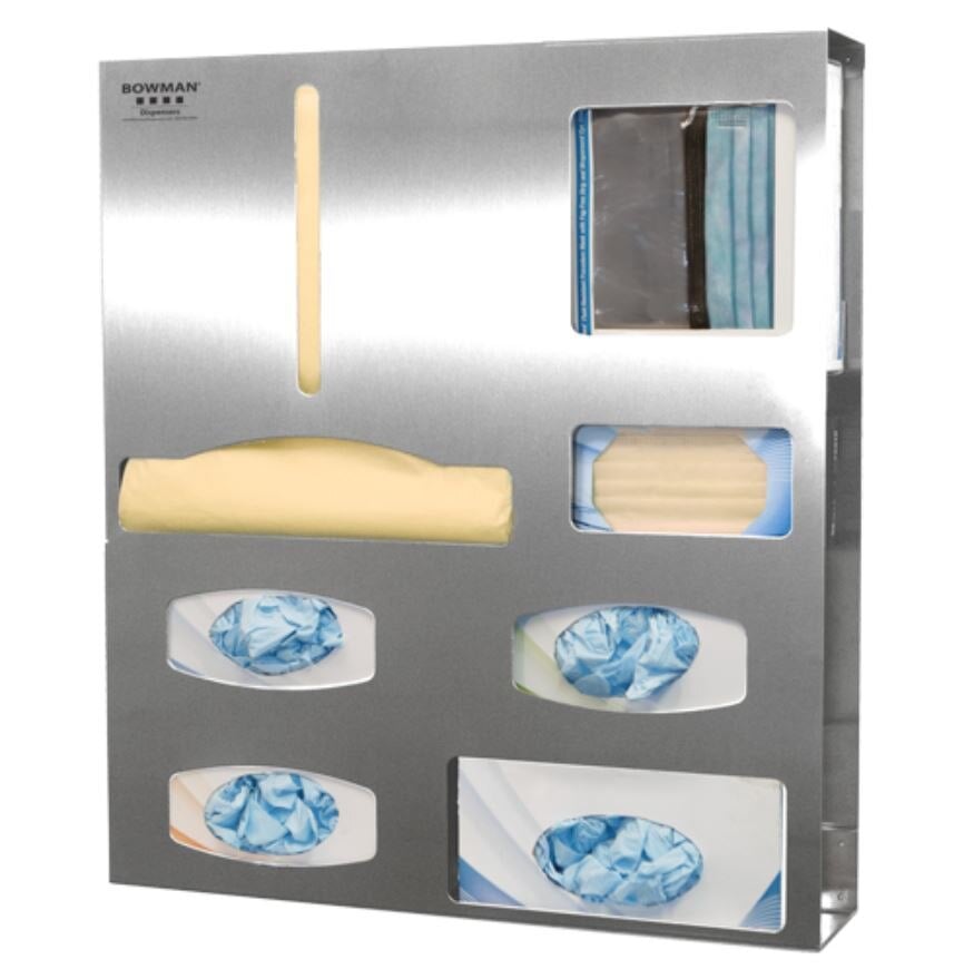 Marketlab Protective Apparel Dispenser, Silver Stainless Steel, 4.52 x 22.75 x 25.63 in, 01KWC87QDTK5XAMG2Y833J6QB5