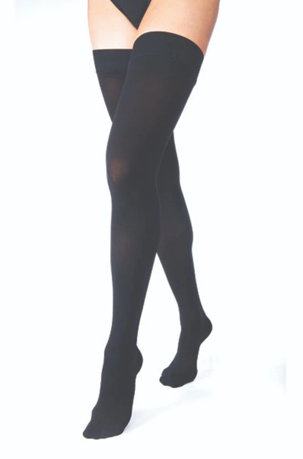 Relief Compression Stocking, Thigh High, Closed Toe, Small, Black