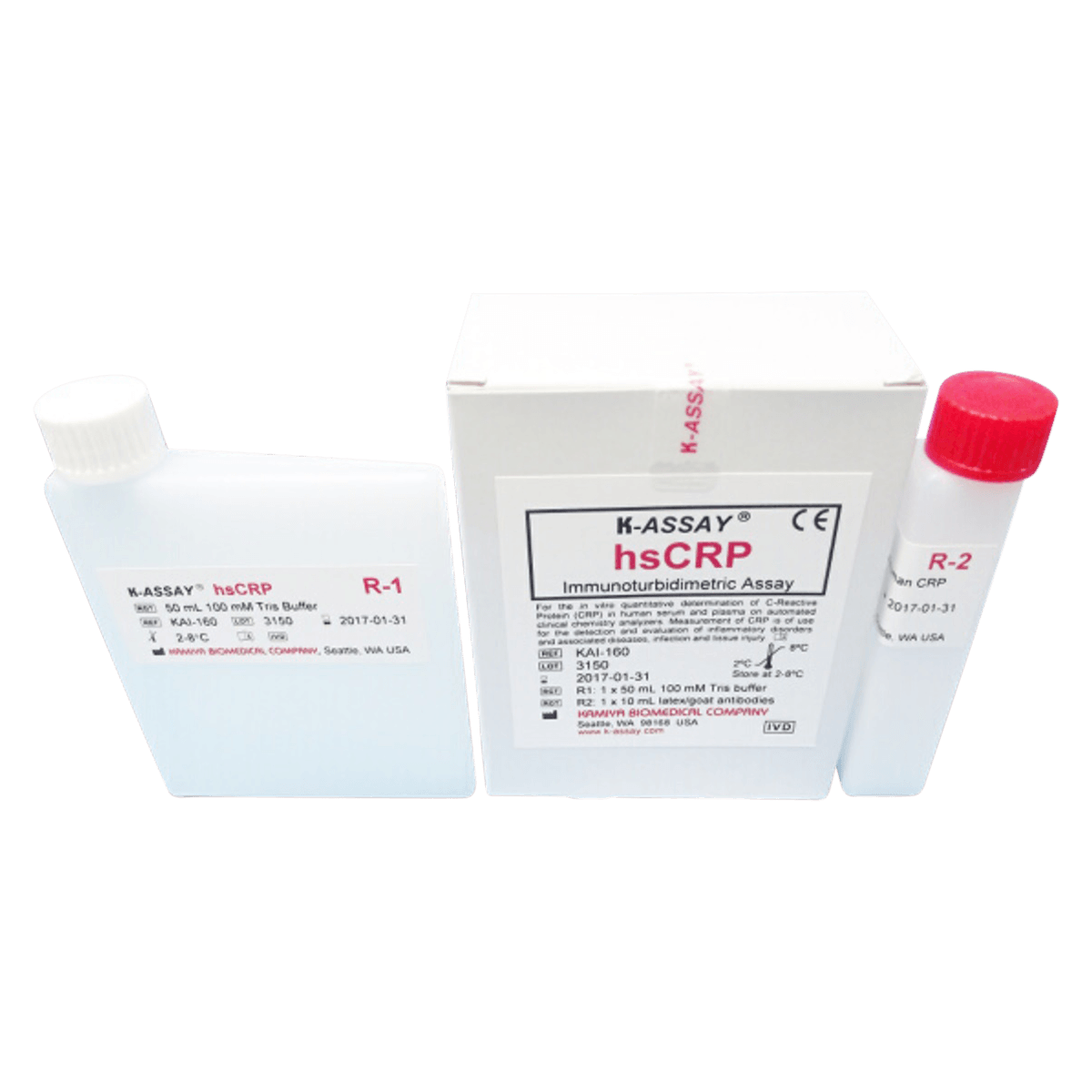 Kamiya Biomedical hsCRP High-Sensitivity C-Reactive Protein Reagent, Serum/Plasma, 1/Box