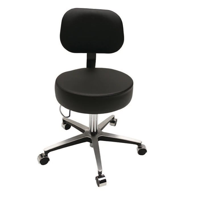 Brewer Century Series Exam Stool with Back, Pneumatic, Black Satin, 250 lb Capacity