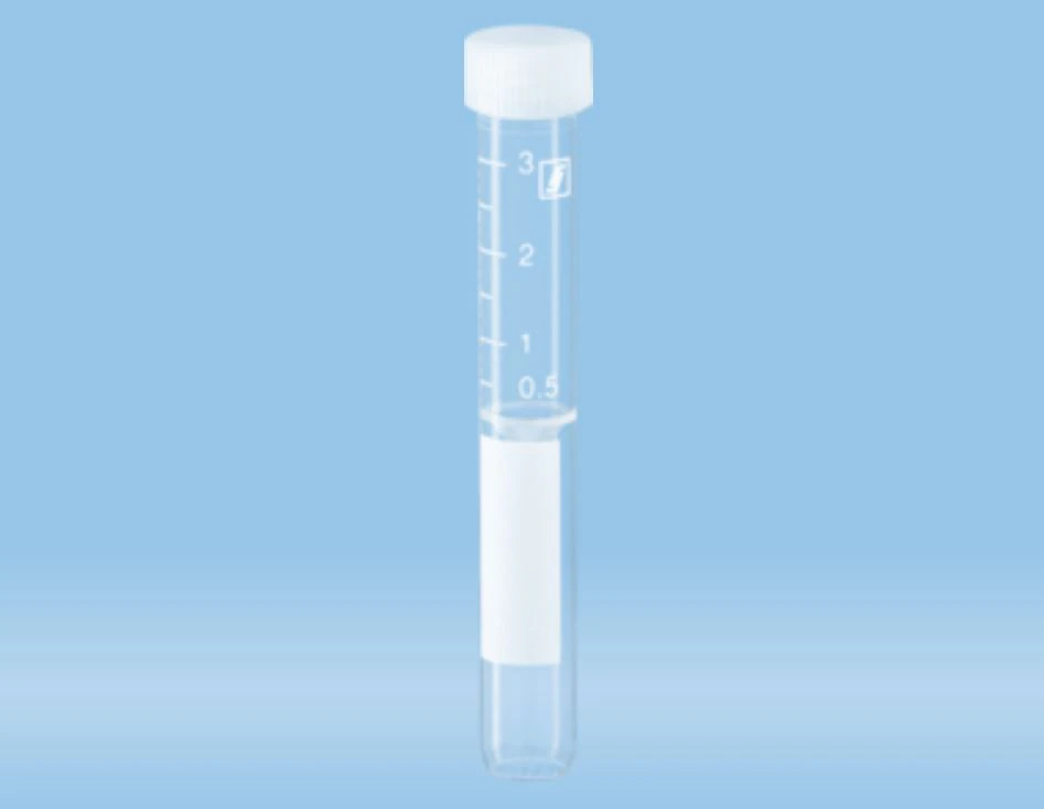 Sarstedt Urine Tube with Screw Cap, 3.5 mL, Clear, Non-Sterile, Flat Bottom, 92 x 13 mm, 1000/Case