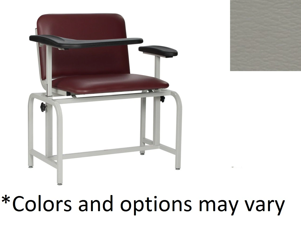 Winco Mfg Blood Draw Chair, Steel, 450 lb Capacity, Right Arm Pivot (SKU: Chair Bld Drw Pdd Pivot Rt Arm)