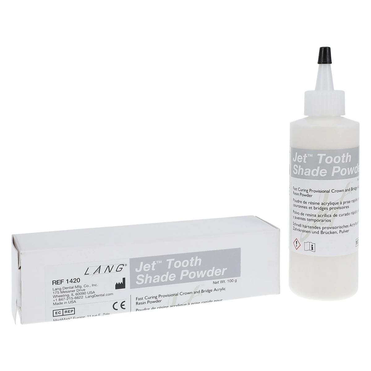 Jet Tooth Shade Acrylic Powder, Shade B3, Self-Cure, 4 oz Refill
