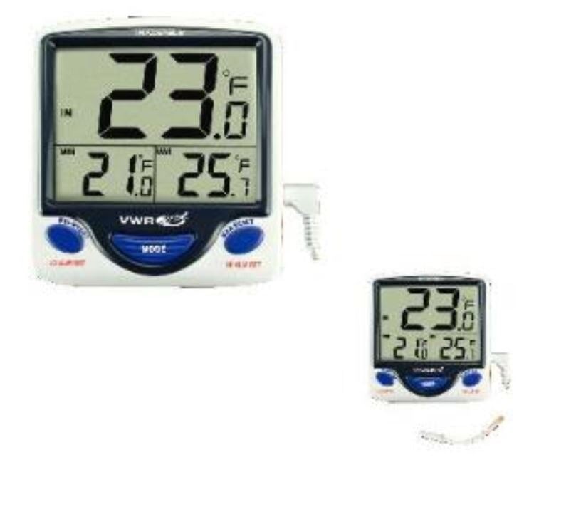Traceable Refrigerator/Freezer Thermometer, ABS Plastic, -50 to 70°C, Sealed Bottle Probe, Jumbo Digital Display, ISO 17025/A2LA/NIST Calibrated, Each