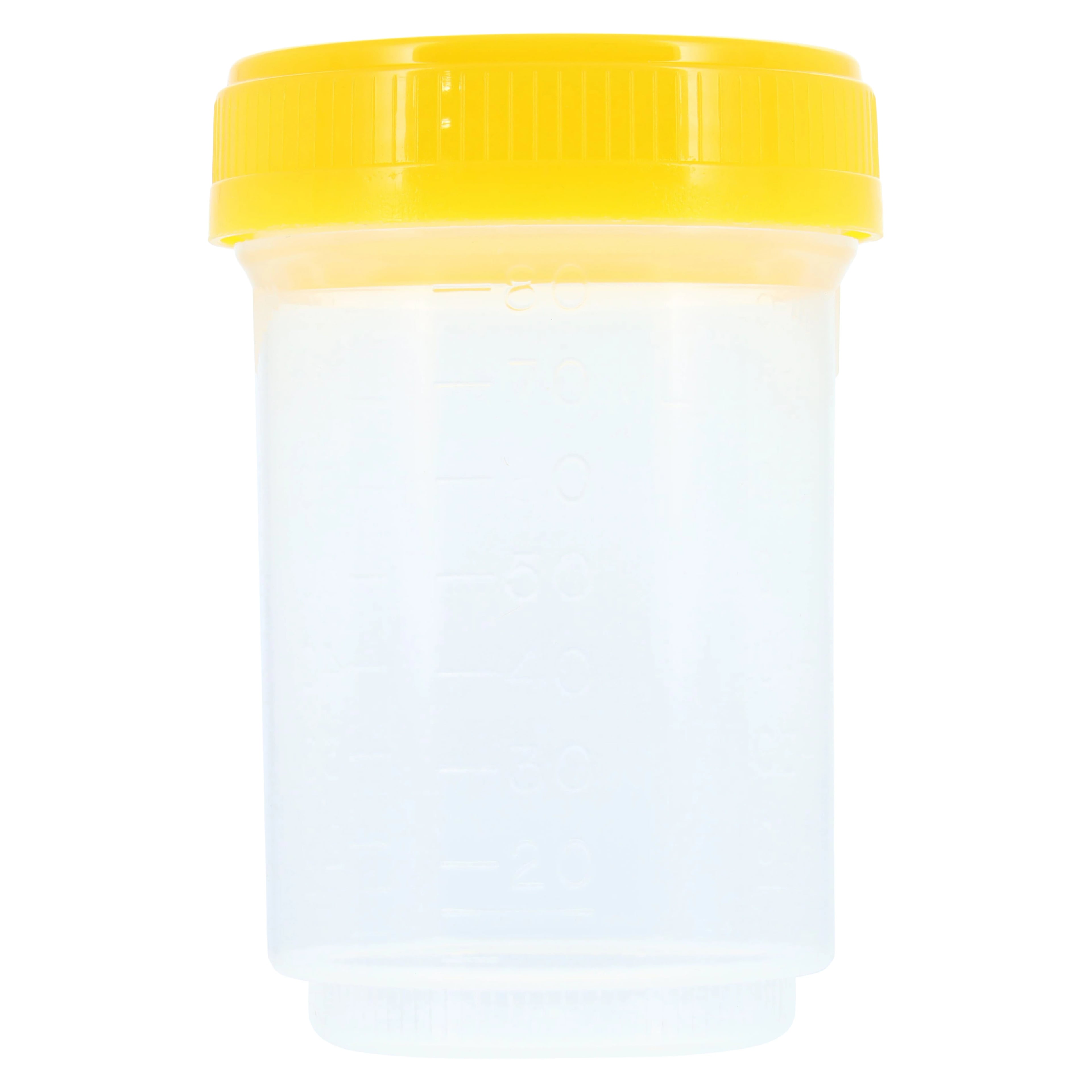 DuoClick Specimen Container, 90mL, 48mm Opening, Non-Sterile, Yellow, 400/Case