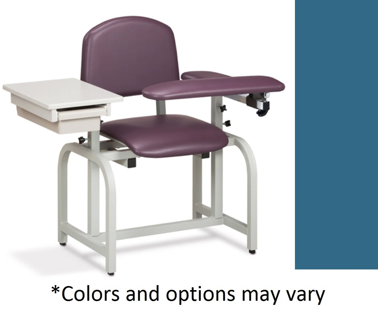 Clinton Industries Lab X Series Blood Draw Chair, Wedgewood, Powder-Coated Steel Frame, 400 lb Capacity