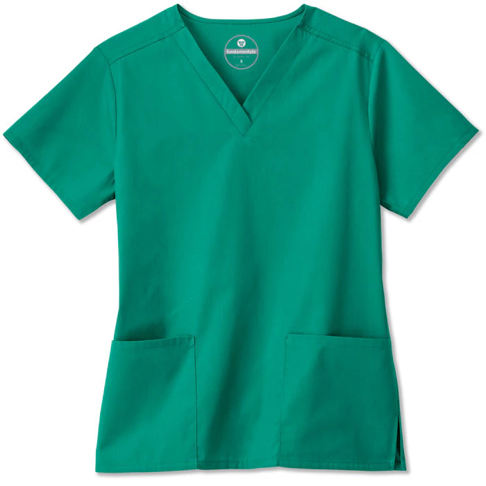 White Swan Fundamentals Scrub Top, Ladies V-Neck, Short Sleeves, Hunter Green, X-Small, 14700