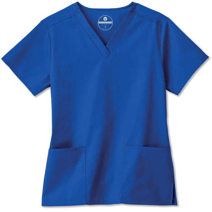 White Swan Fundamentals Ladies V-Neck Scrub Top, Short Sleeves, Galaxy Blue, X-Small, 14700