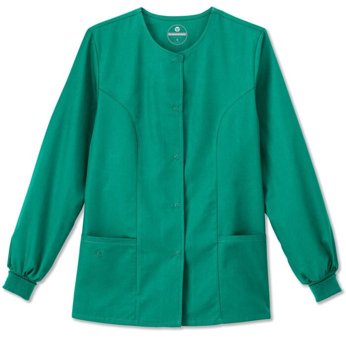 White Swan Fundamentals Warm-Up Jacket, Women's Missy Fit, Snap Front, 2 Pockets, Long Sleeve, 28 in, 3X Large, Hunter