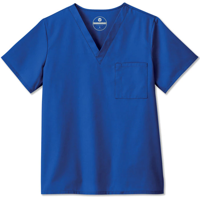 White Swan Fundamentals Scrub Top Unisex V-Neck, Short Sleeves, Medium, Galaxy Blue, 14900