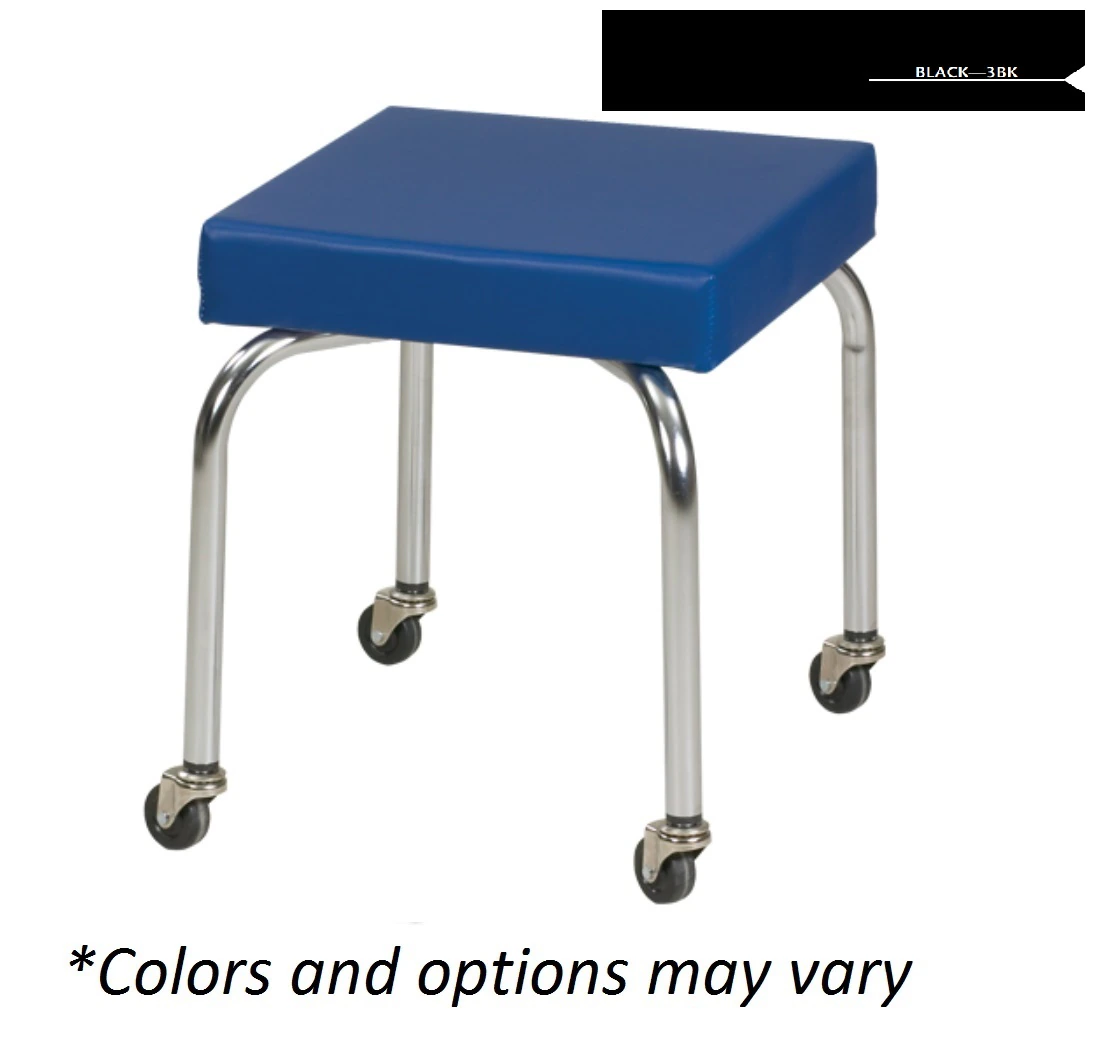 Clinton Industries Exam Stool, Square 15x15" Seat, Black, 250 lb Capacity