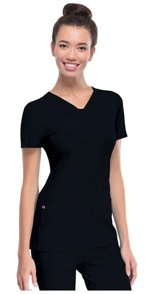 HeartSoul PitterPat V-Neck Scrub Top, Short Sleeves, 3X Large, Black, 20710