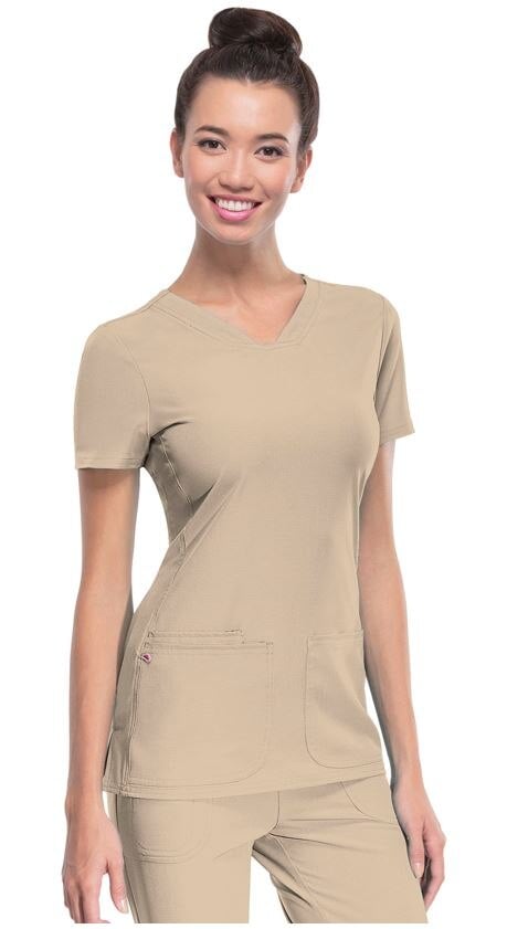 HeartSoul PitterPat V-Neck Scrub Top, Women's, Khaki, 2X-Large, Style 20710