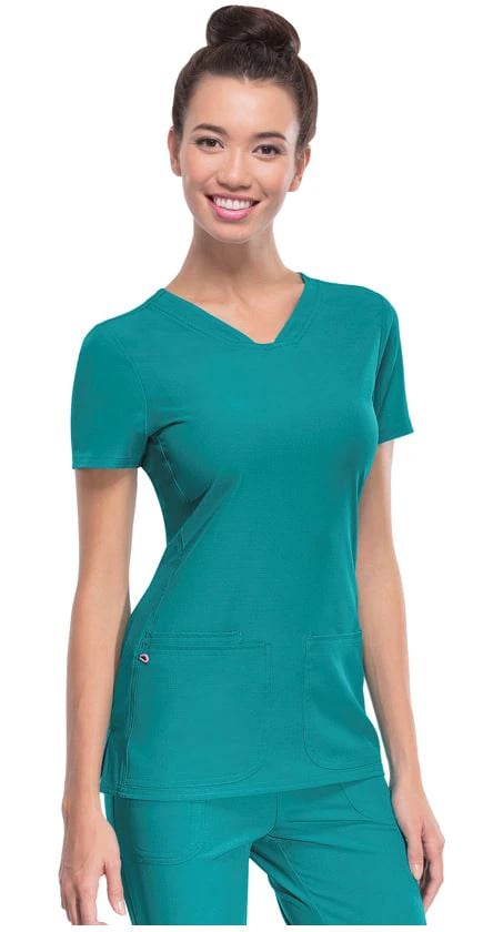 HeartSoul PitterPat V-Neck Scrub Top, Teal, Medium, Womens, 20710