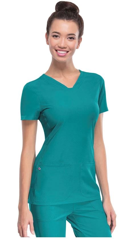 HeartSoul PitterPat V-Neck Scrub Top, Short Sleeves, X-Small, Teal, 20710