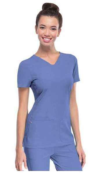 HeartSoul PitterPat V-Neck Scrub Top, Women's, 2X Small, Ceil Blue