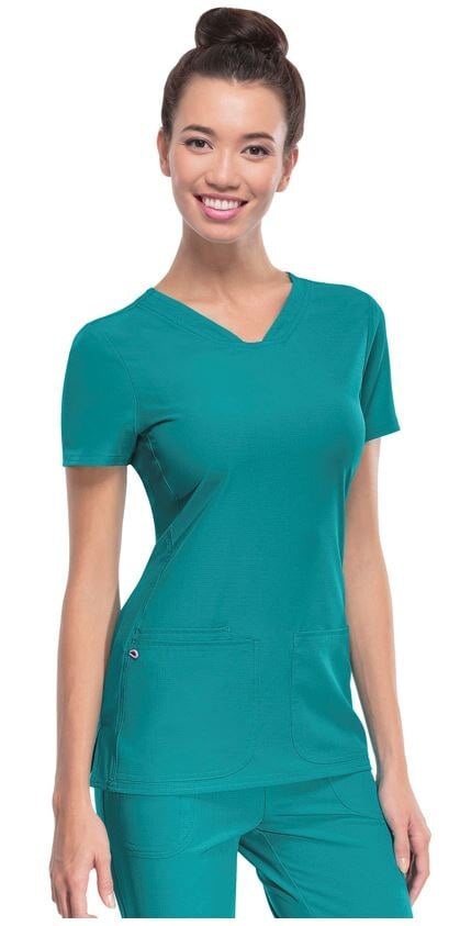 HeartSoul PitterPat V-Neck Scrub Top, Women's, Teal, 2X Small, Style 20710