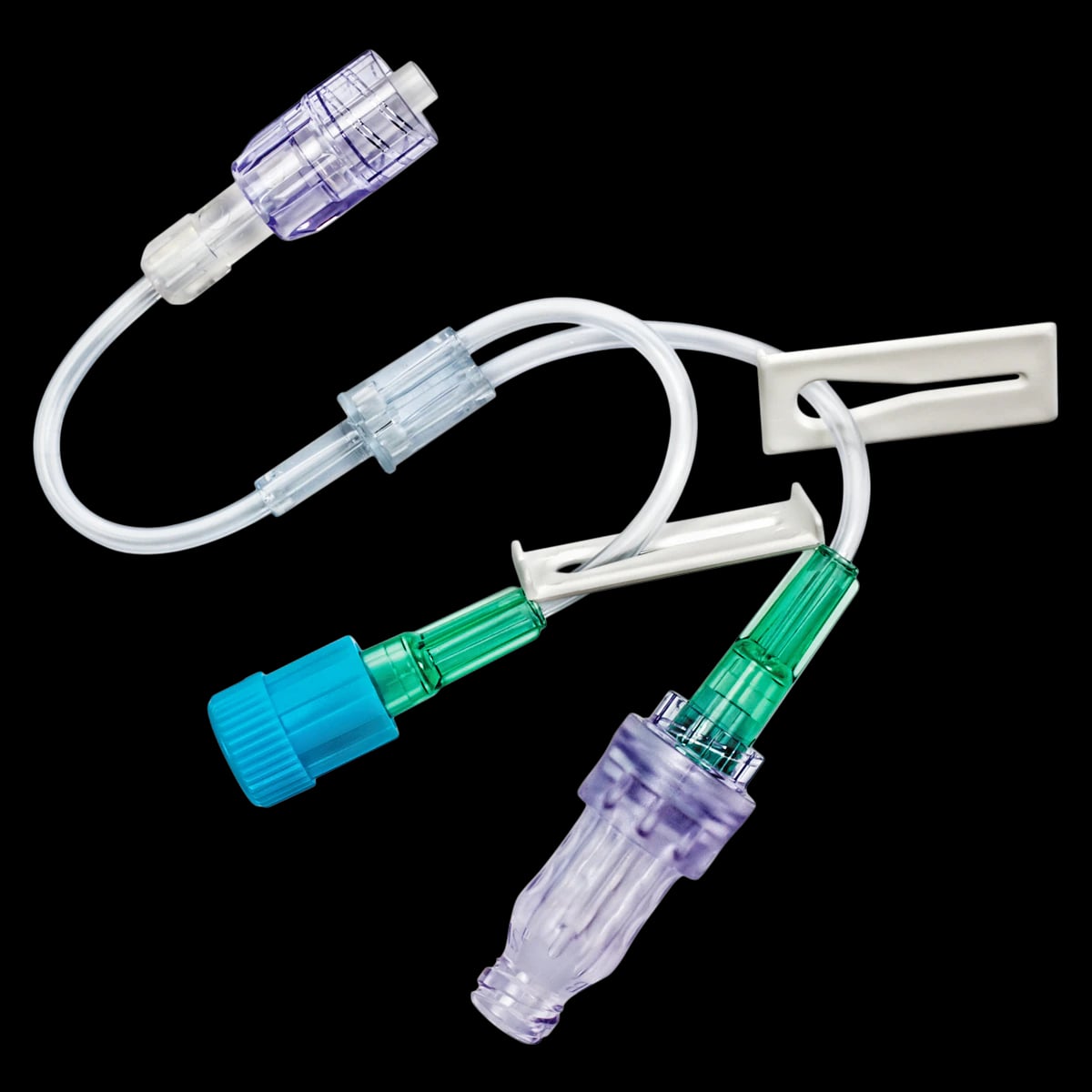 B. Braun Extension Set with Y-Site and Caresite Valve, 7" SPIN-LOCK Connector, 2 Slide Clamps, Priming Volume 0.9 mL, Non-DEHP, Sterile, 50/Case