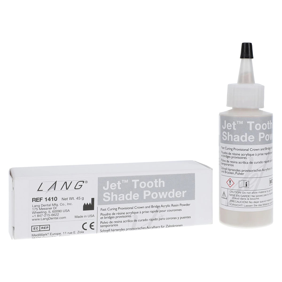Jet Tooth Shade Self-Curing Acrylic Resin Powder, Shade C4, 2 oz (45 g) Bottle, 1/Pk, 1410-C4