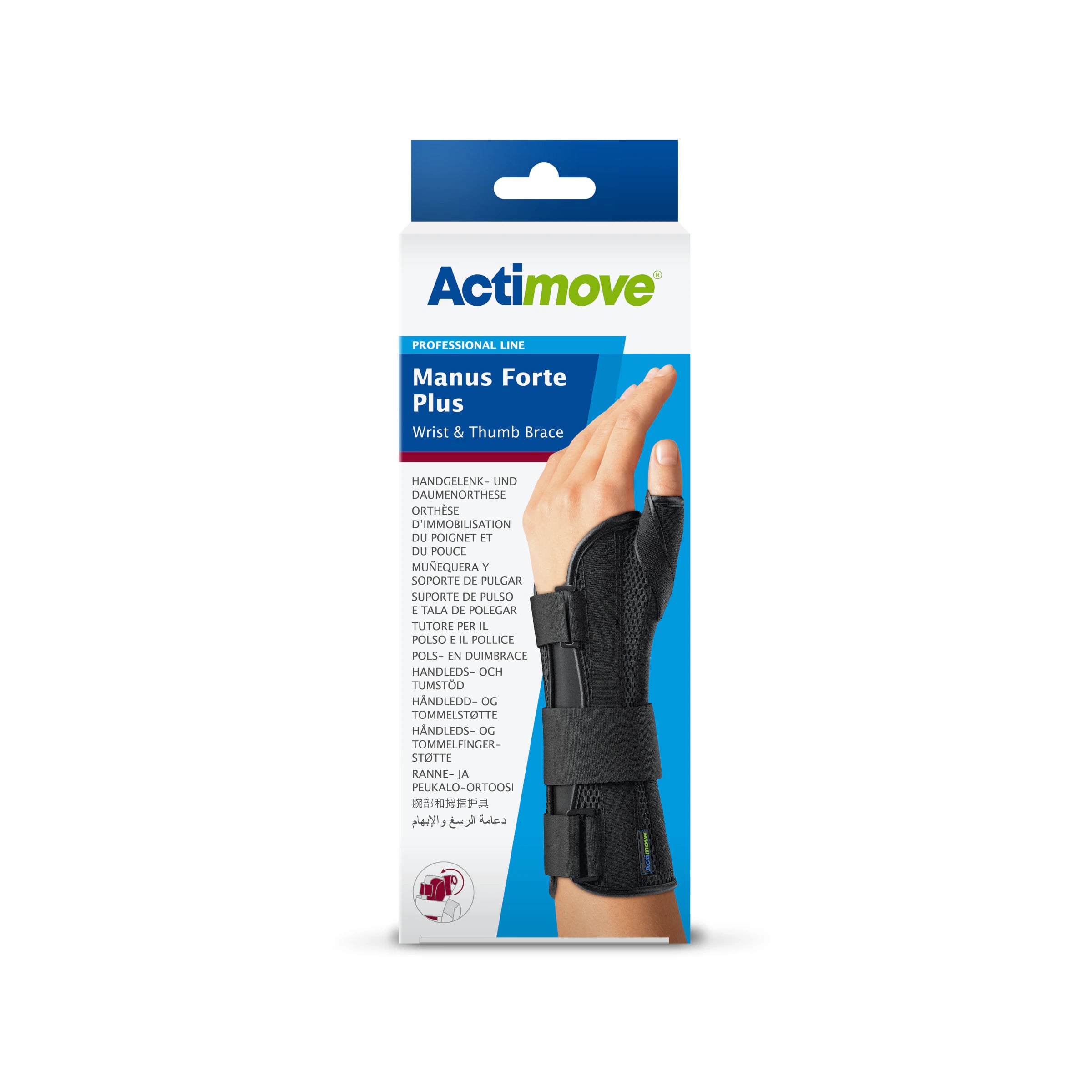 Actimove Manus Forte Plus Wrist/Thumb Brace, X-Small, Right, 3.5-5.5"