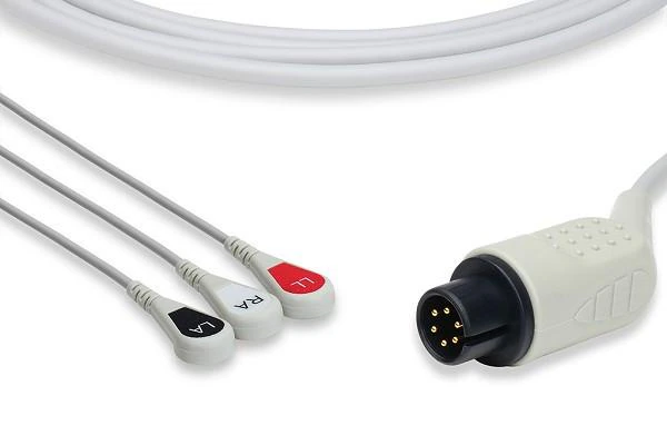 Criticare Systems EKG Cable, 3-Lead, Snap, Each