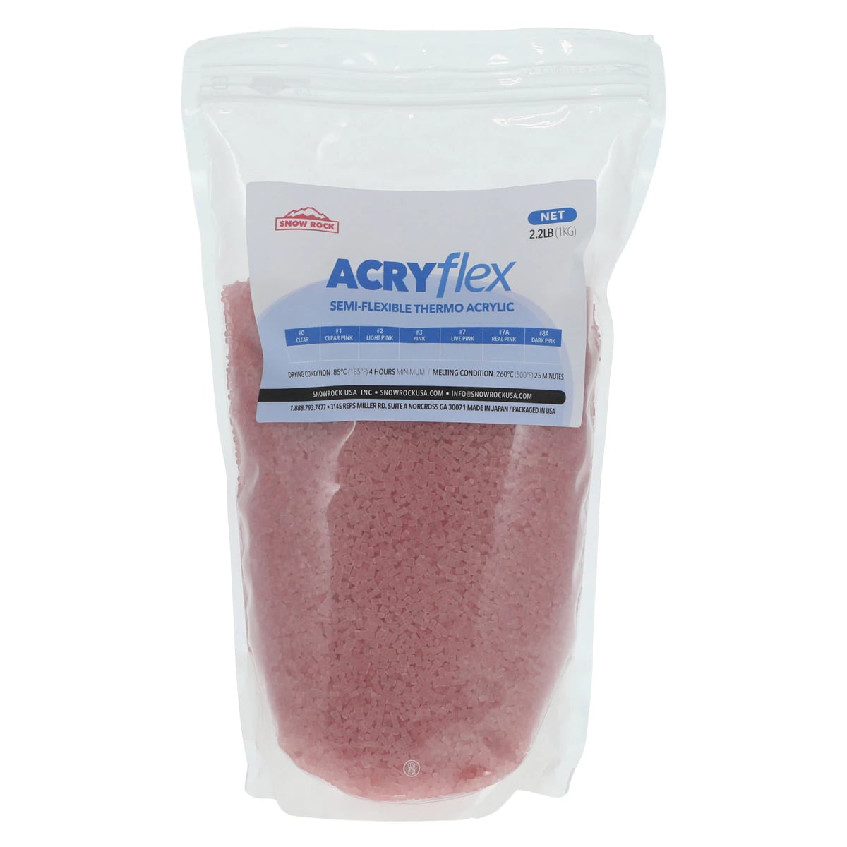AcryFlex Semi-Flexible Denture Resin, Real Pink #7A, 1 kg (2.2 lb) Bag