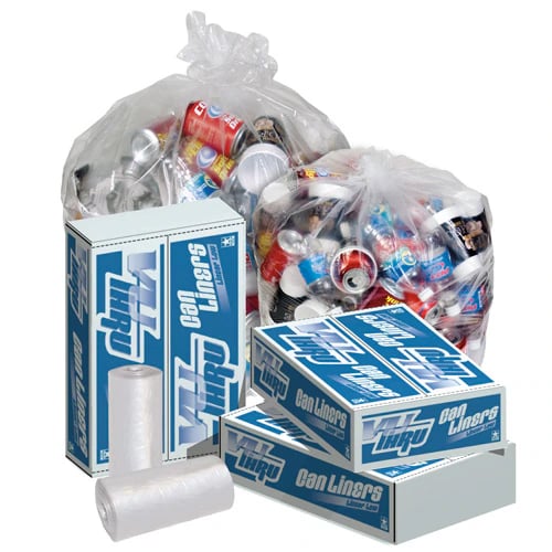 Pitt Plastics Trash Can Liner, 12-16 Gallon, Clear, 0.35 mil, 24" x 32", 500/Case