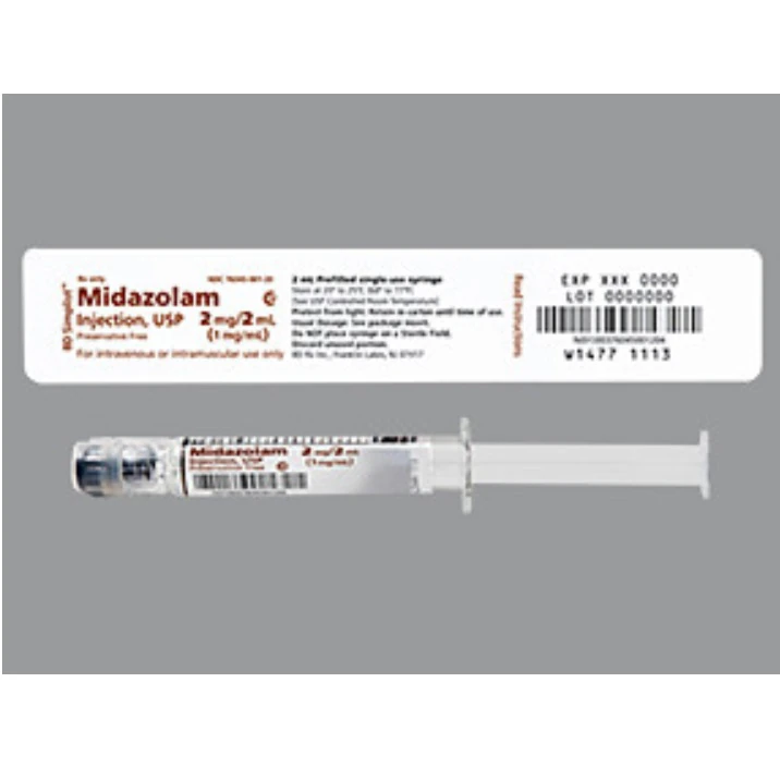 Midazolam Injection 1 mg/mL Simplist Prefilled Syringe, 2 mL, 24/Package