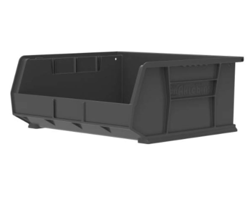 Akro-Mils AkroBins Storage Bin, Black Polymer, with Label Holder, 14-3/4 x 16-1/2 x 7 inches, 6/Case