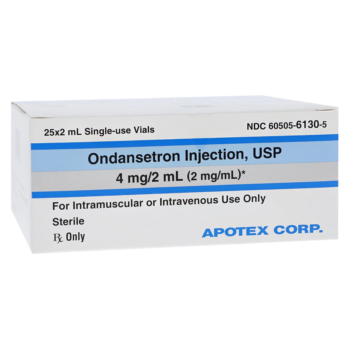Ondansetron HCl Injection SDV 4mg/2mL, 2mg/mL, 2mL Single Dose Vial, 25/Package