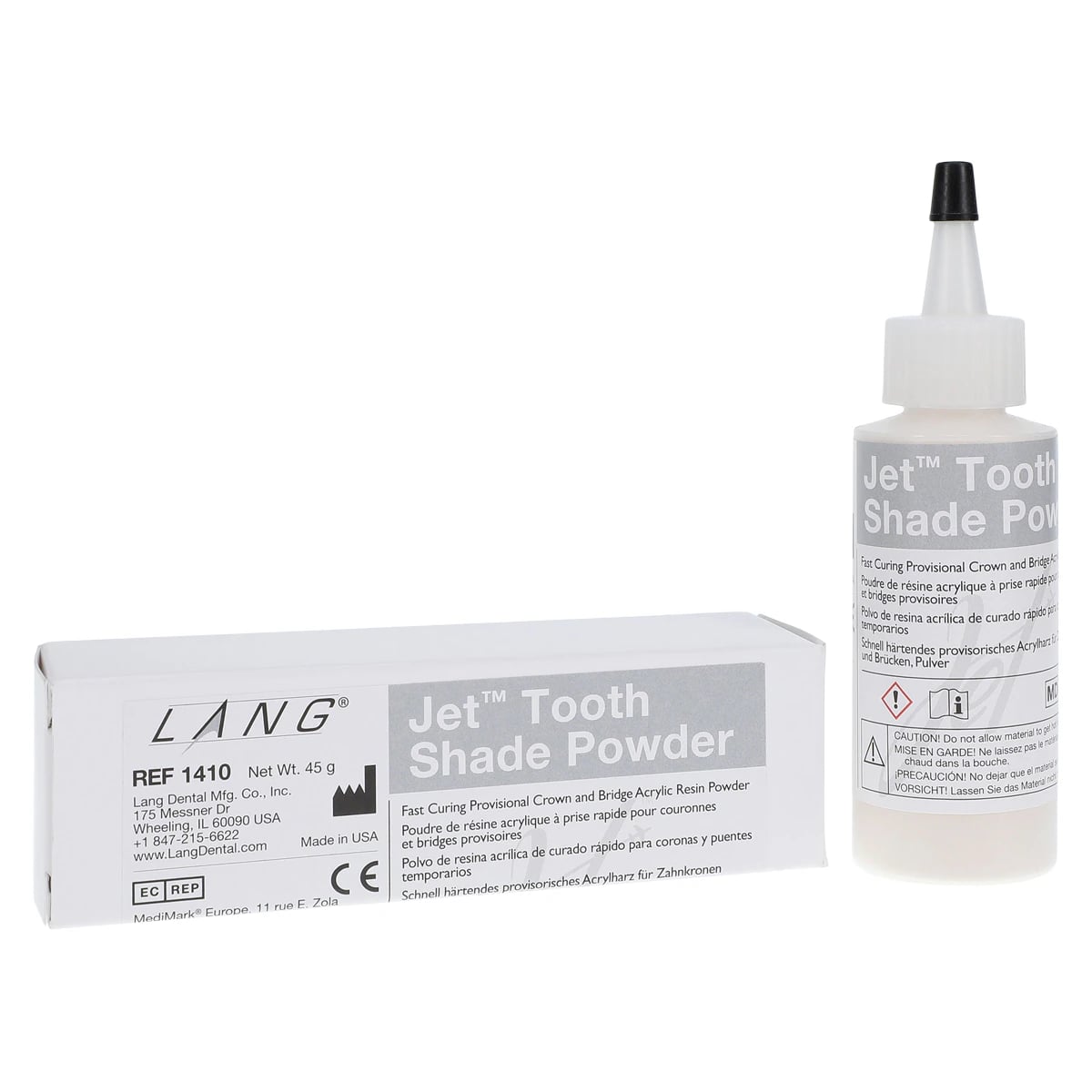 Jet Tooth Shade Acrylic Powder, Shade D3, Self-Cure, 2 oz Refill