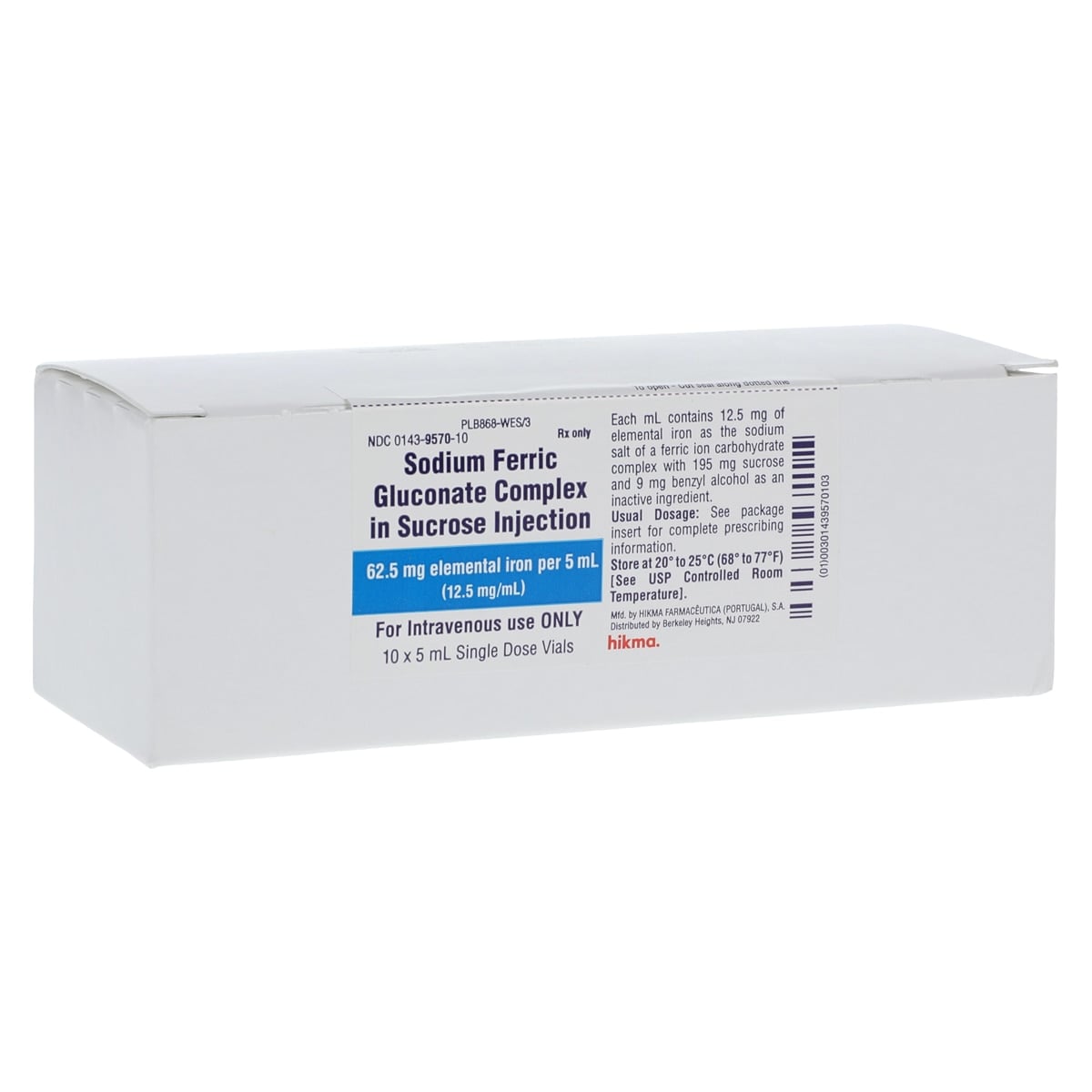 Sodium Ferric Gluconate Complex in Sucrose Injection 62.5mg SDV 5mL 10/Package, 01KT0J08D89QYV3TZDTT3TJXHF