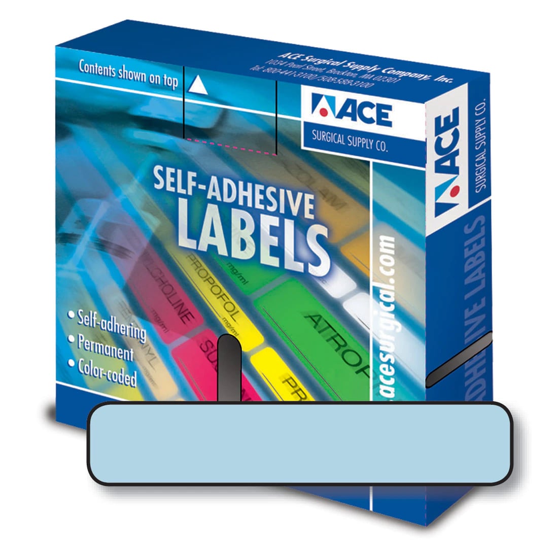 Ace Surgical Label Plain Small, 0.25" x 1.25", Light Blue, 700/Roll