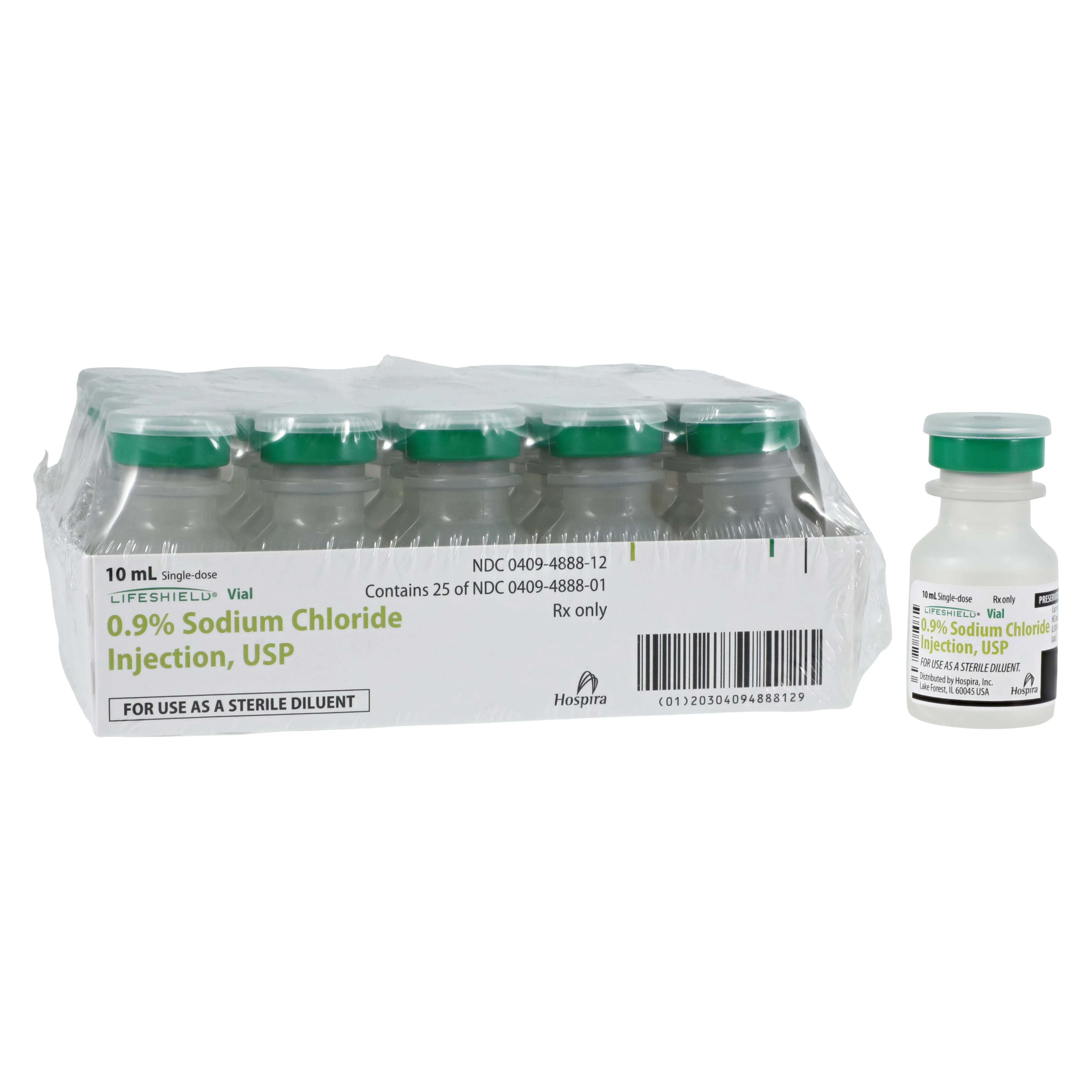 Sodium Chloride 0.9% Injection, Lifeshield SDV, 10 mL, 25/Package