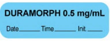 Duramorph 0.5 mg/mL Informational Label, Blue, 1.5" x 0.5", 1000/Roll