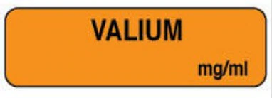 Precision Dynamics Valium mg/ml Informational Label, Fluorescent Orange, 1.25" x 3/8", 1000/Roll