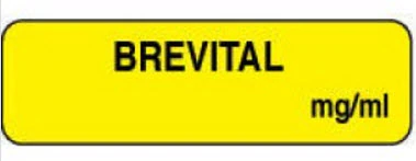 Brevital mg/ml Informational Label, Yellow, 1.25 x 3/8", 1000/Roll