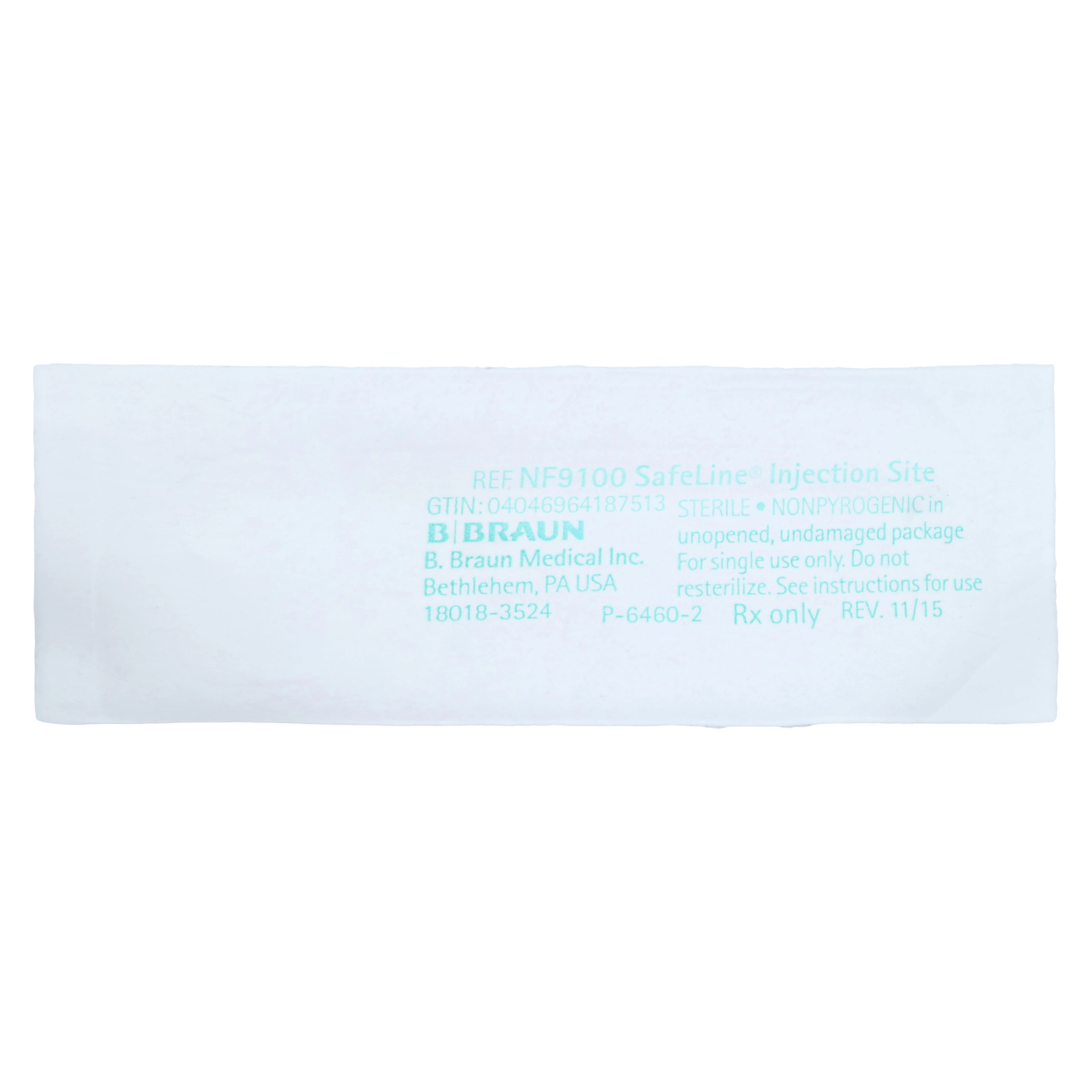 B. Braun SafeLine Injection Site, Needleless Split Septum Connector, Sterile, Latex-Free, Clear, 100/Box