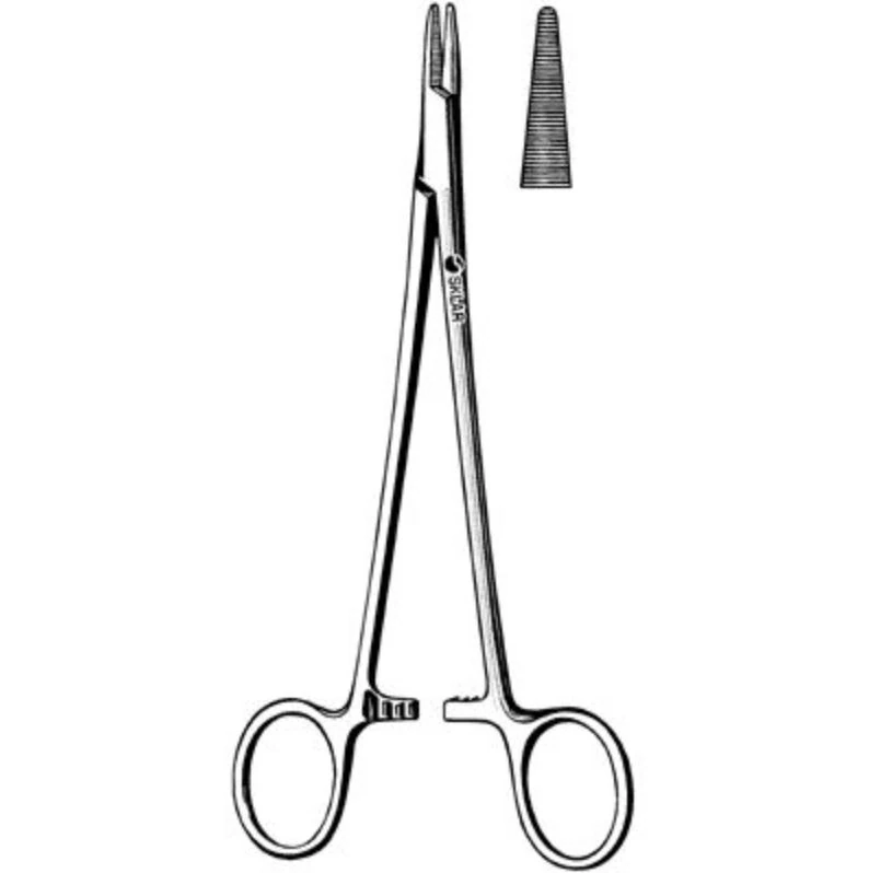 Sklar Brown Needle Holder, Serrated Jaw, Straight, 6-3/4"