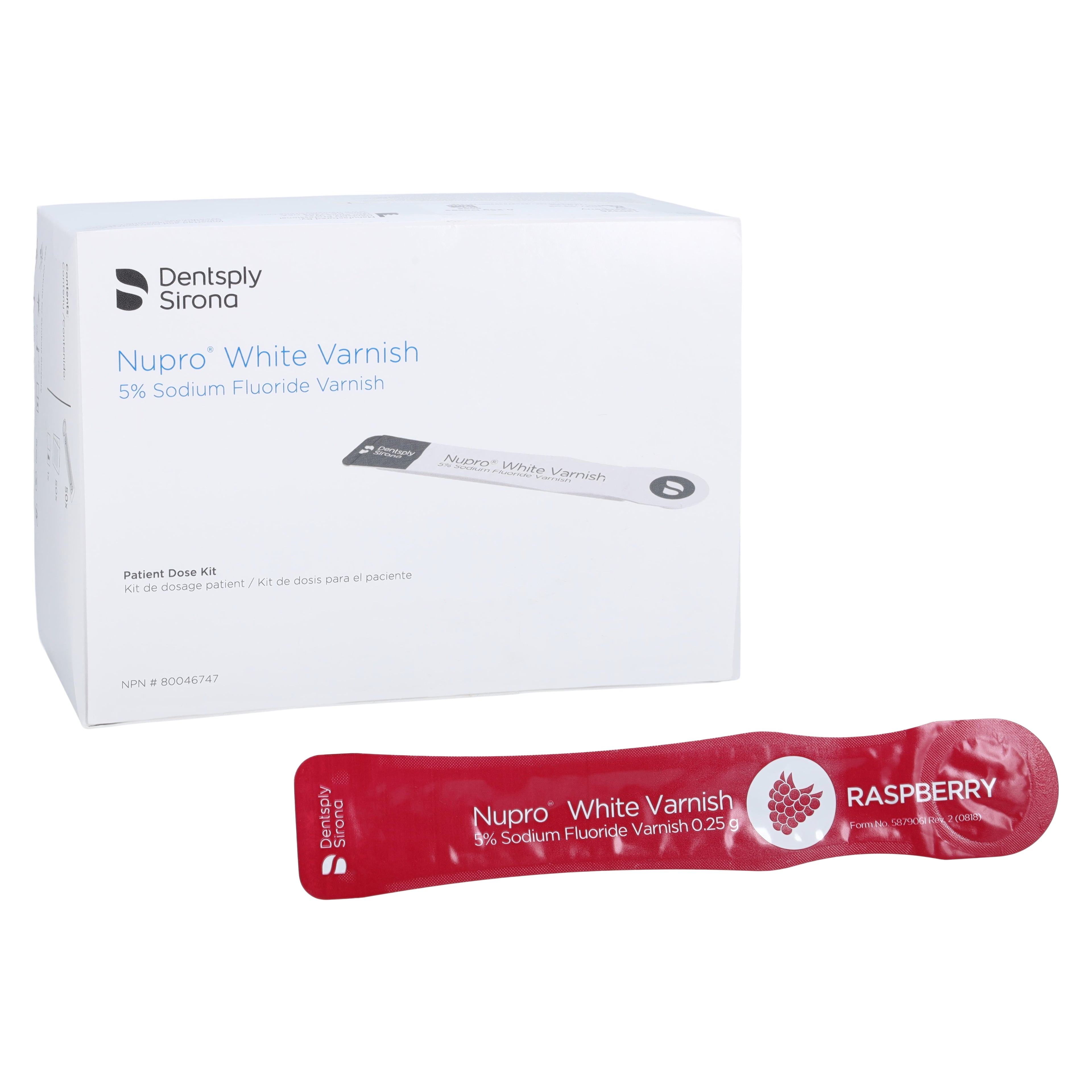 NUPRO® White Varnish Easy Application Package, 5% Sodium Fluoride, Raspberry, 0.25 g, 50/Box, 130325