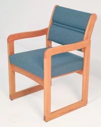 Valley Guest Chair, Oak Light Oak, Sled Base, Vinyl Upholstery (Blue/Lt Oak)