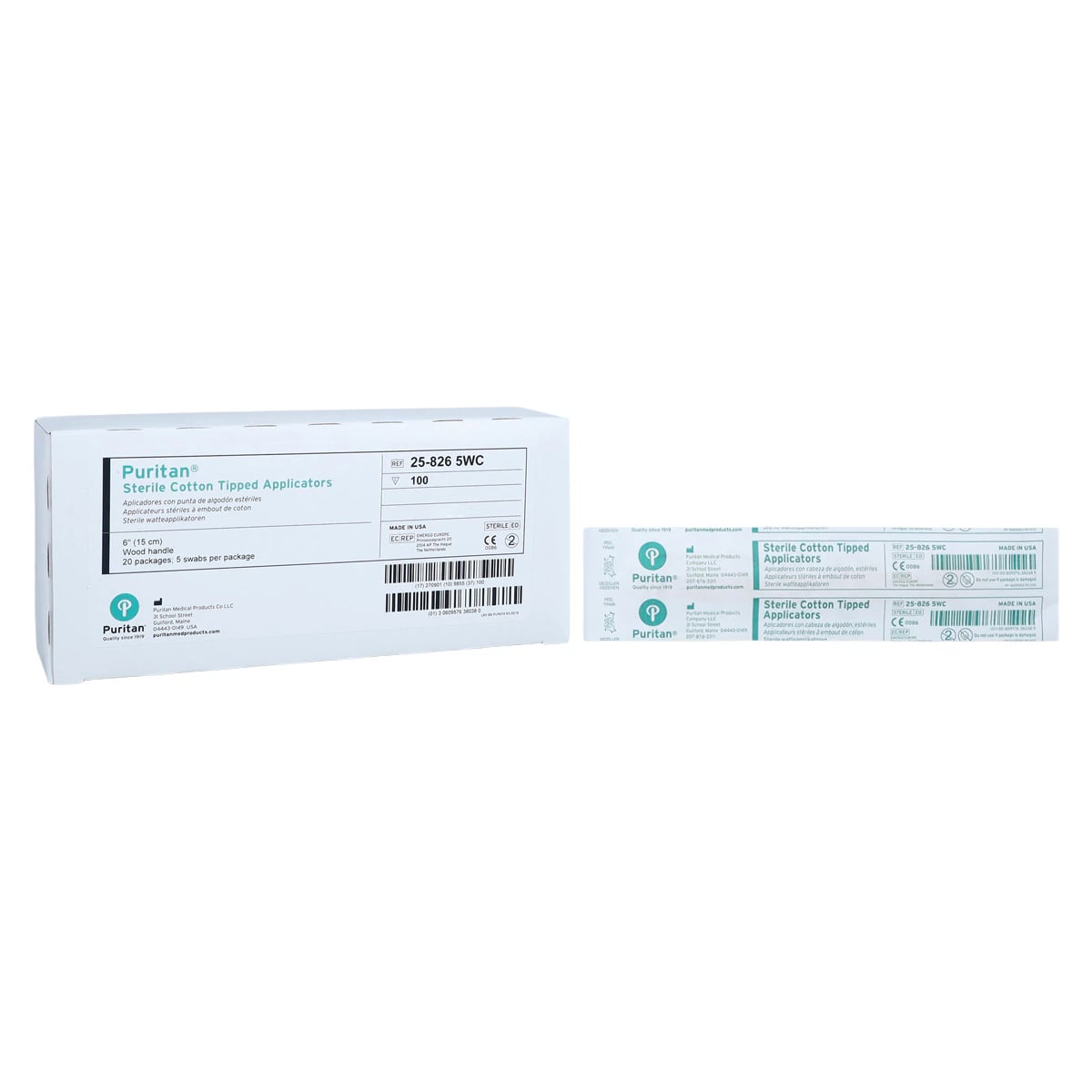 Puritan Bennett Cotton Applicator Swabs, Minitip, Wood Shaft, Sterile, 6 in, 1000/Case
